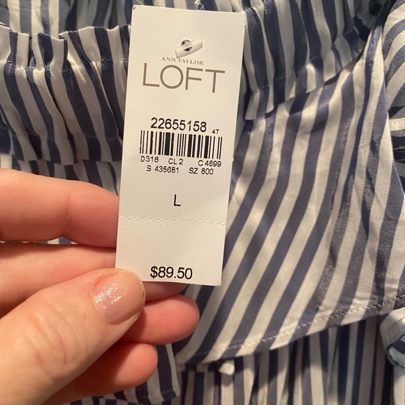 Ann Taylor LOFT stripe off shoulder dress - Picture 3 of 9